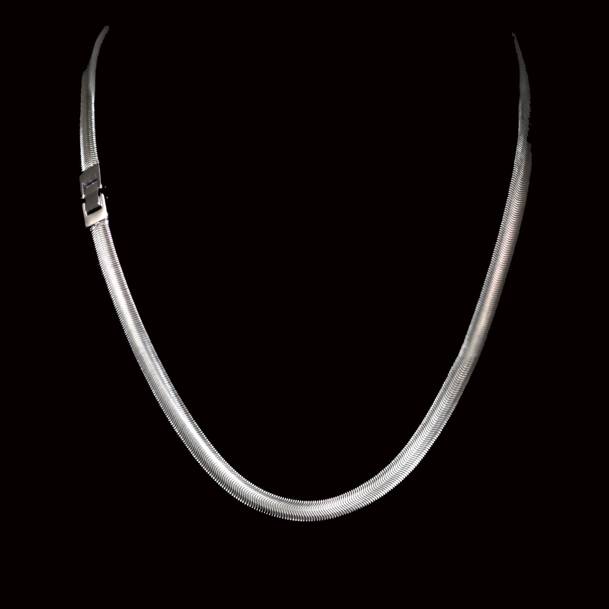 Rafael Stainless Steel Flat Snake Chain Necklace