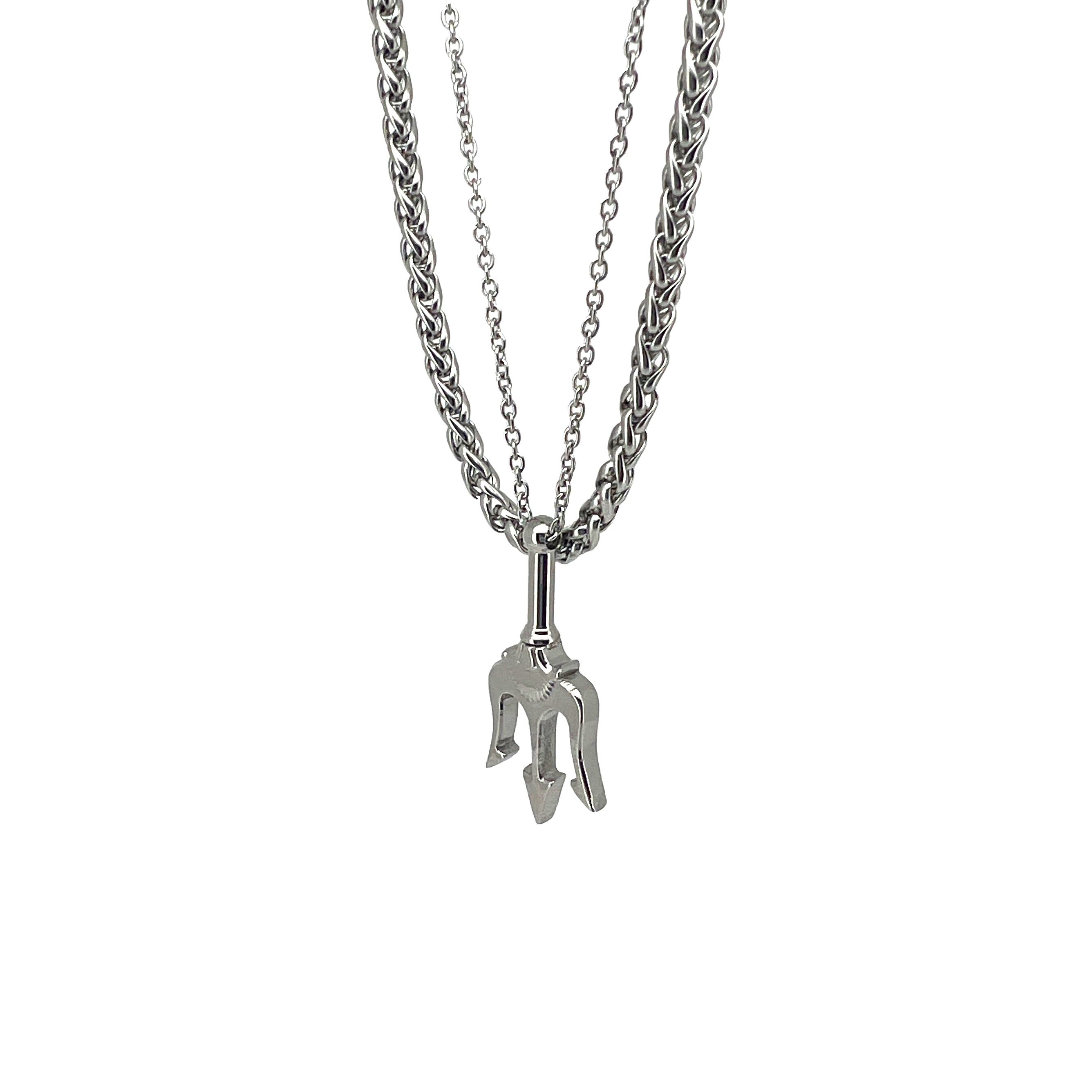 Ludvigs Stainless Steel Trident Pendant with Cable Chain Necklace