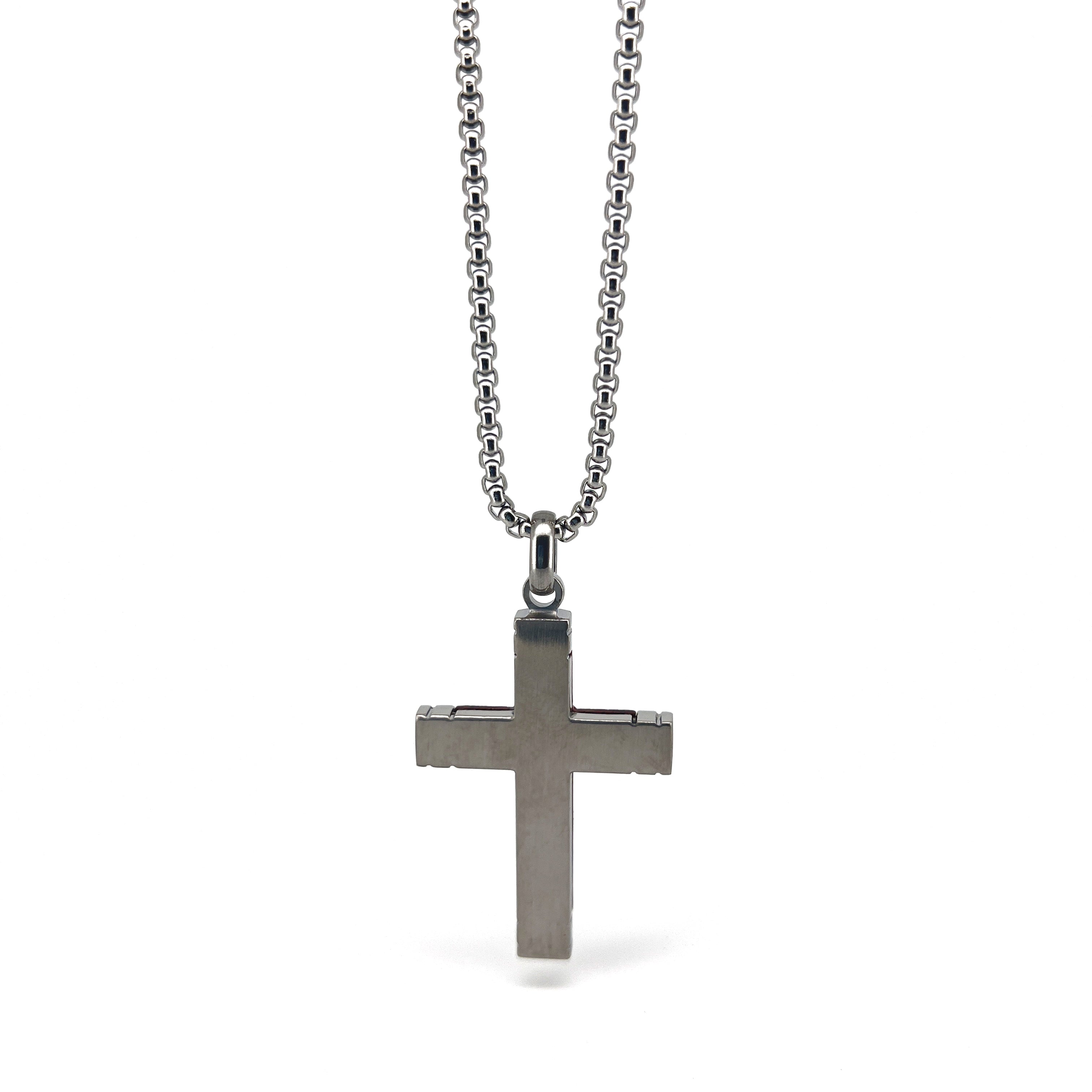 Eligio Stainless Steel Chain Necklace with Rosewood Crucifix