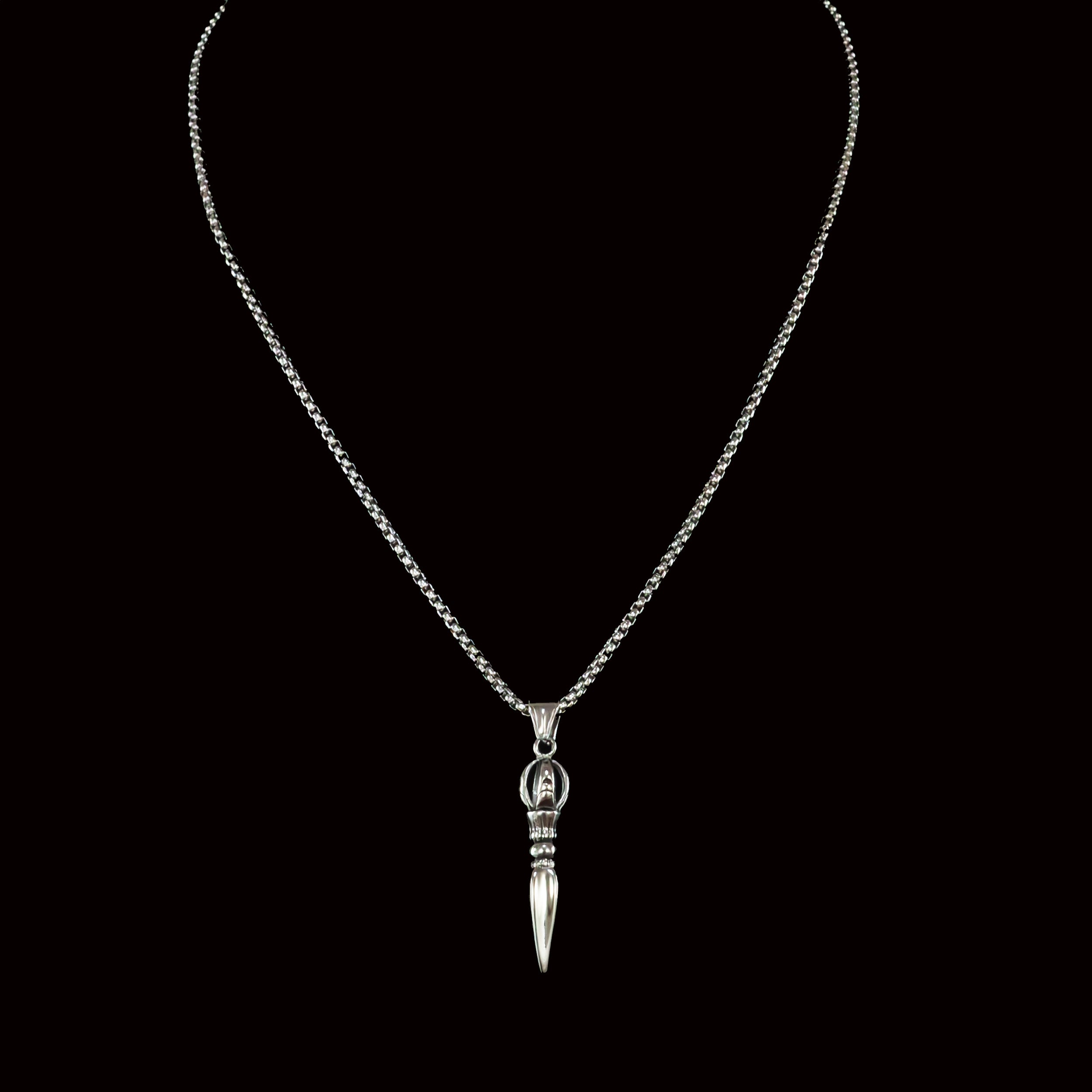 Fridtjof Stainless Steel Chain Necklace with Phurba Pendant