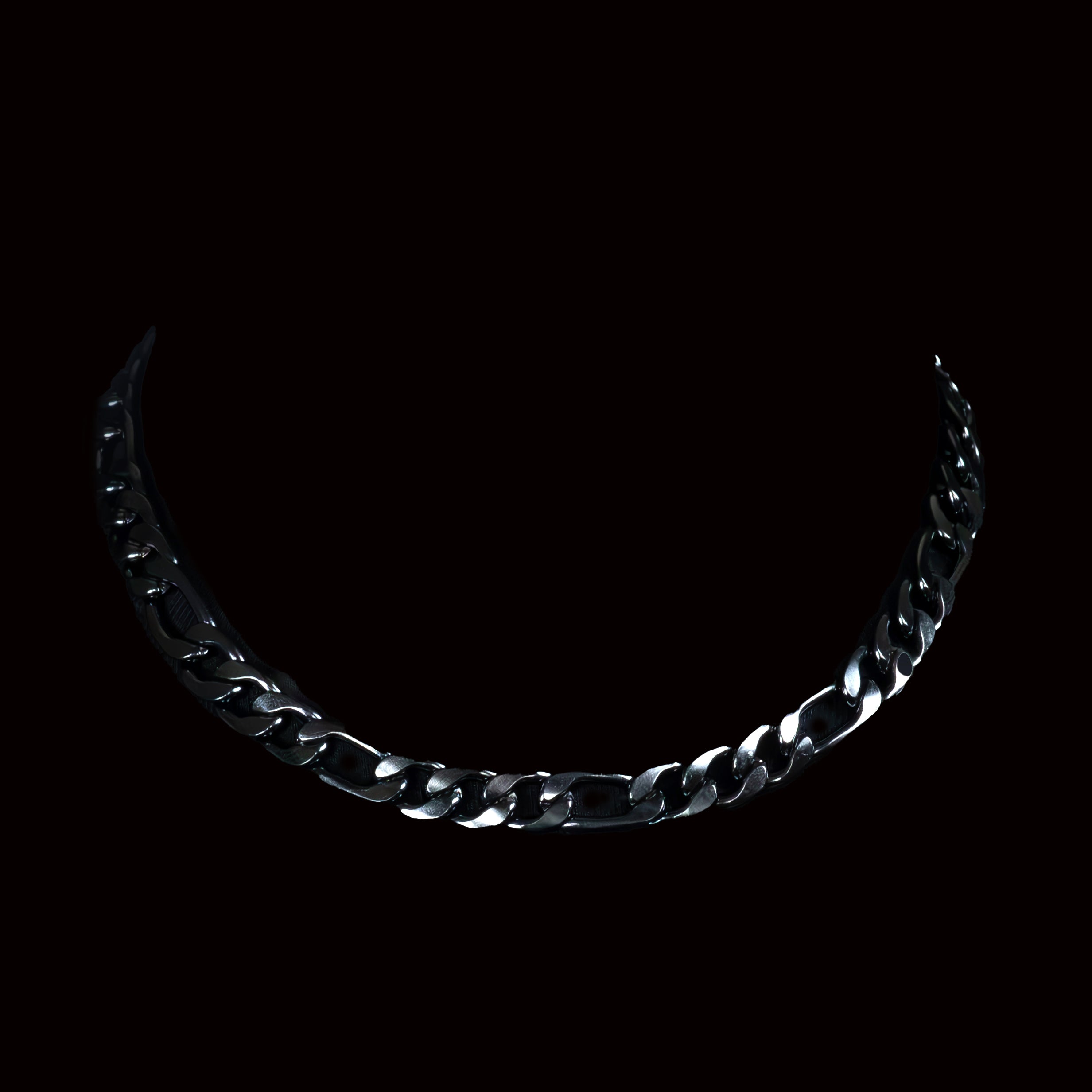 Benjamin Stainless Steel Figaro Chain Necklace