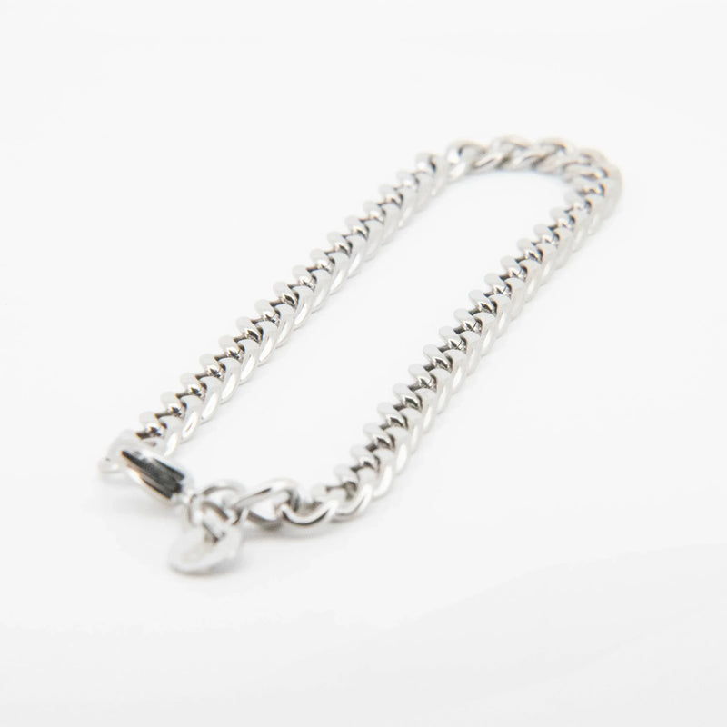 Silver chain bracelet with a lobster clasp.