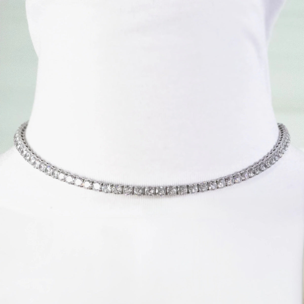 Diamond tennis necklace.