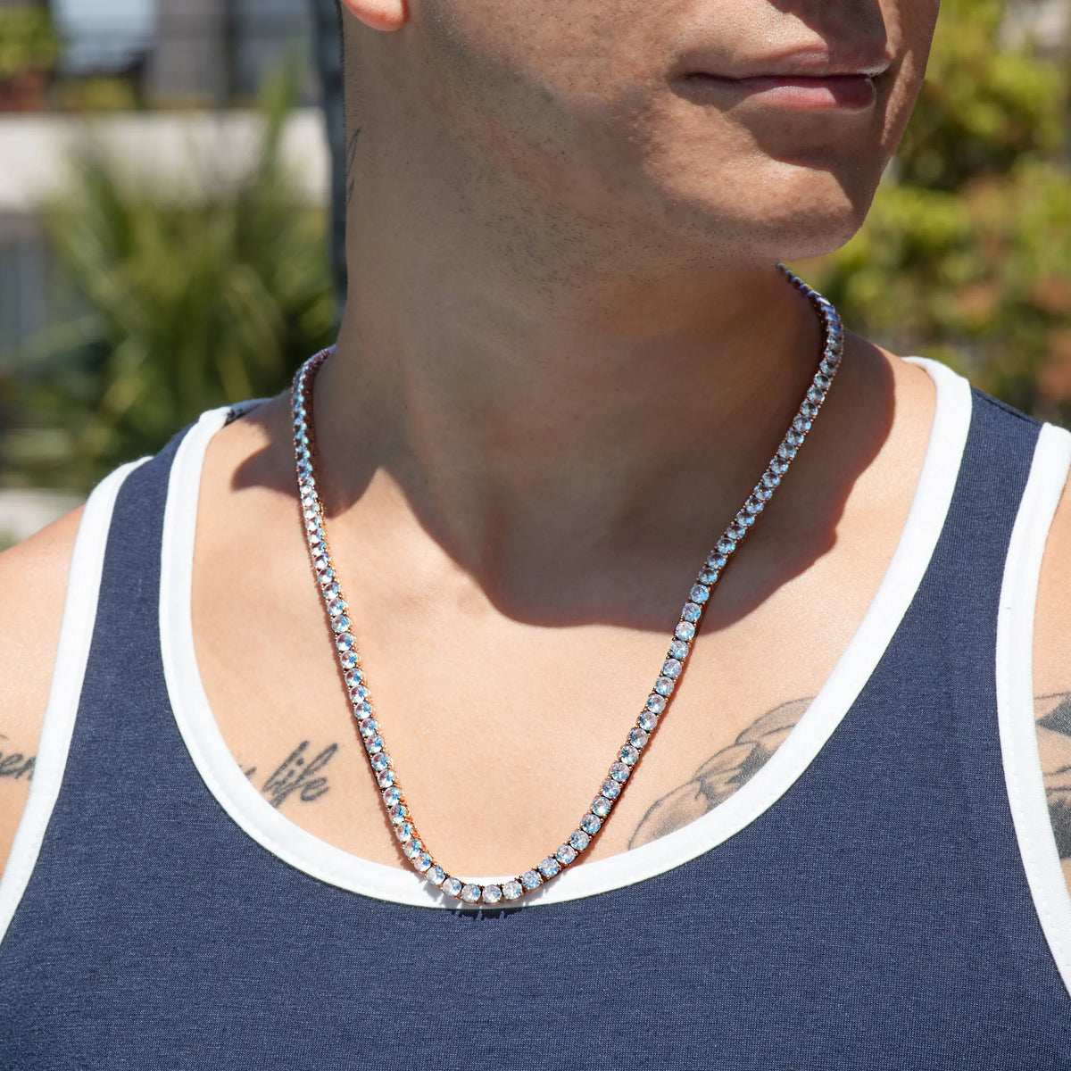 Sparkling tennis necklace.