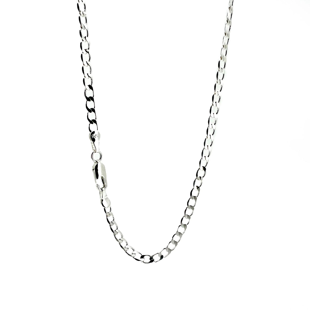 Silver chain necklace with a lobster clasp.