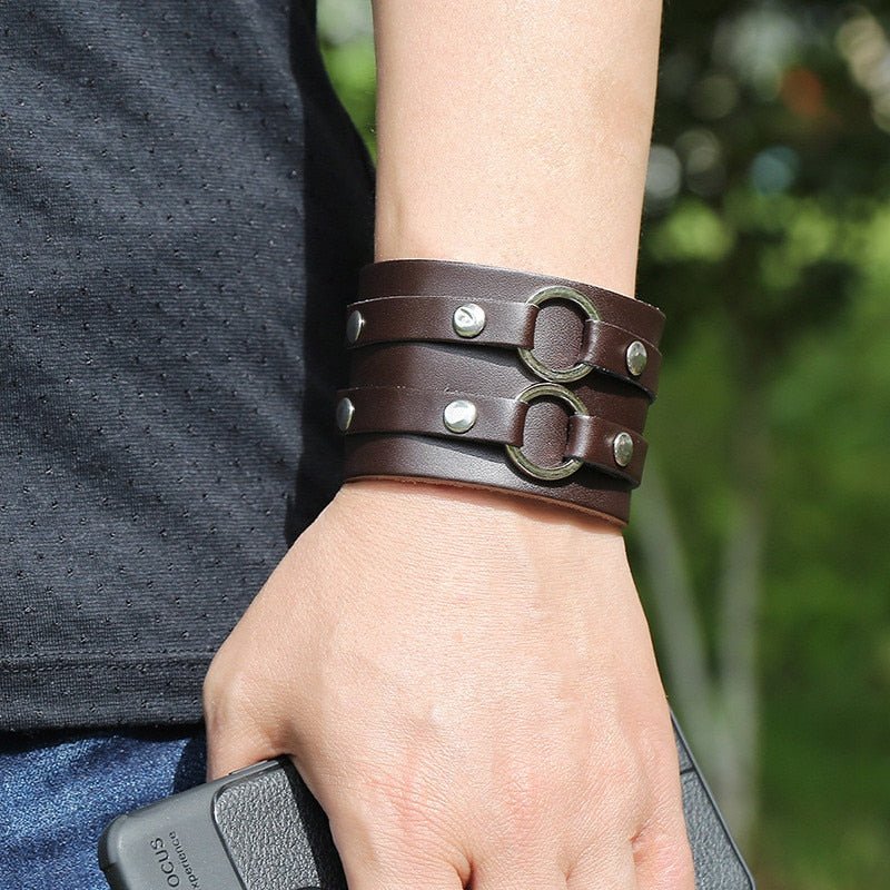 Navarro Double Leather Bracelet (Wide)