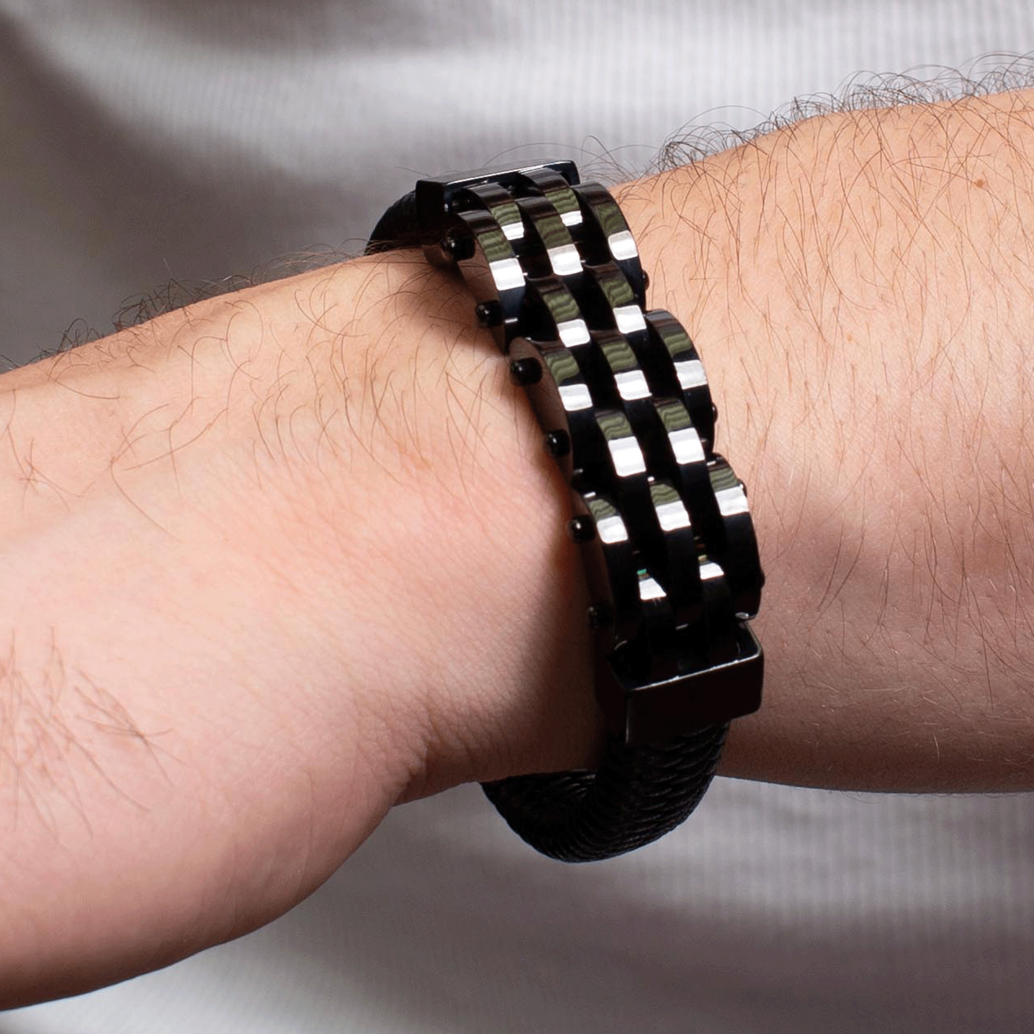 Ernesto Stainless Steel & Leather Watchband Bracelet