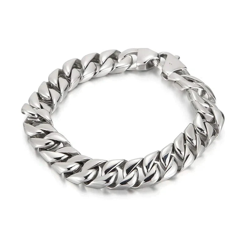 Omero Stainless Steel Chain Bracelet 12mm Wide