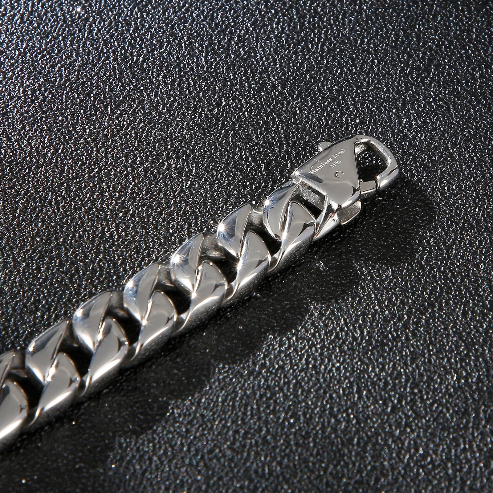Pulseira de corrente de aço inoxidável Maurizio, 12 mm de largura