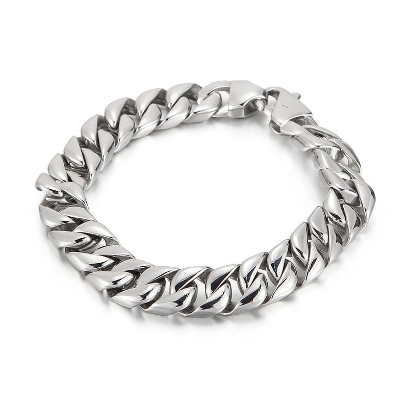 Maurizio Stainless Steel Chain Bracelet, 12mm Wide