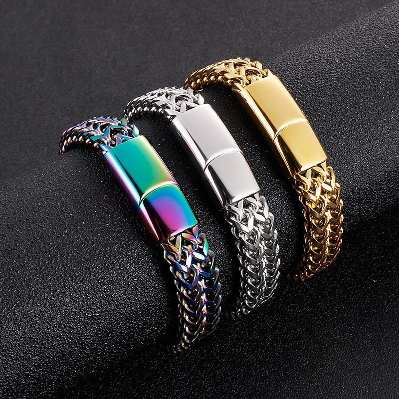 Mattáes Stainless Steel Double Wheat Chain Bracelet