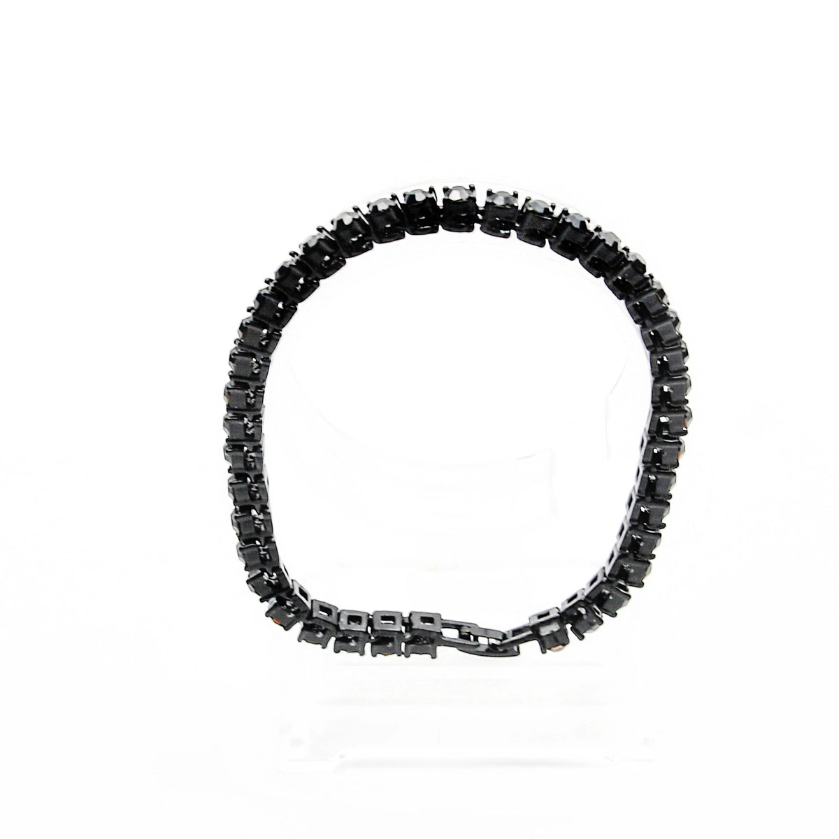 Black metal bracelet with square-shaped links.