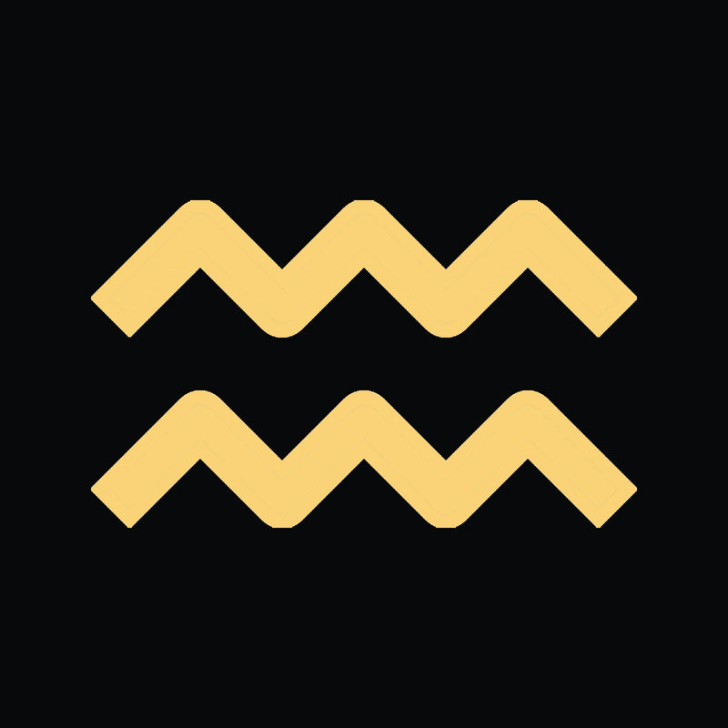 Yellow symbol resembling two wavy lines or stylized zigzags stacked vertically.