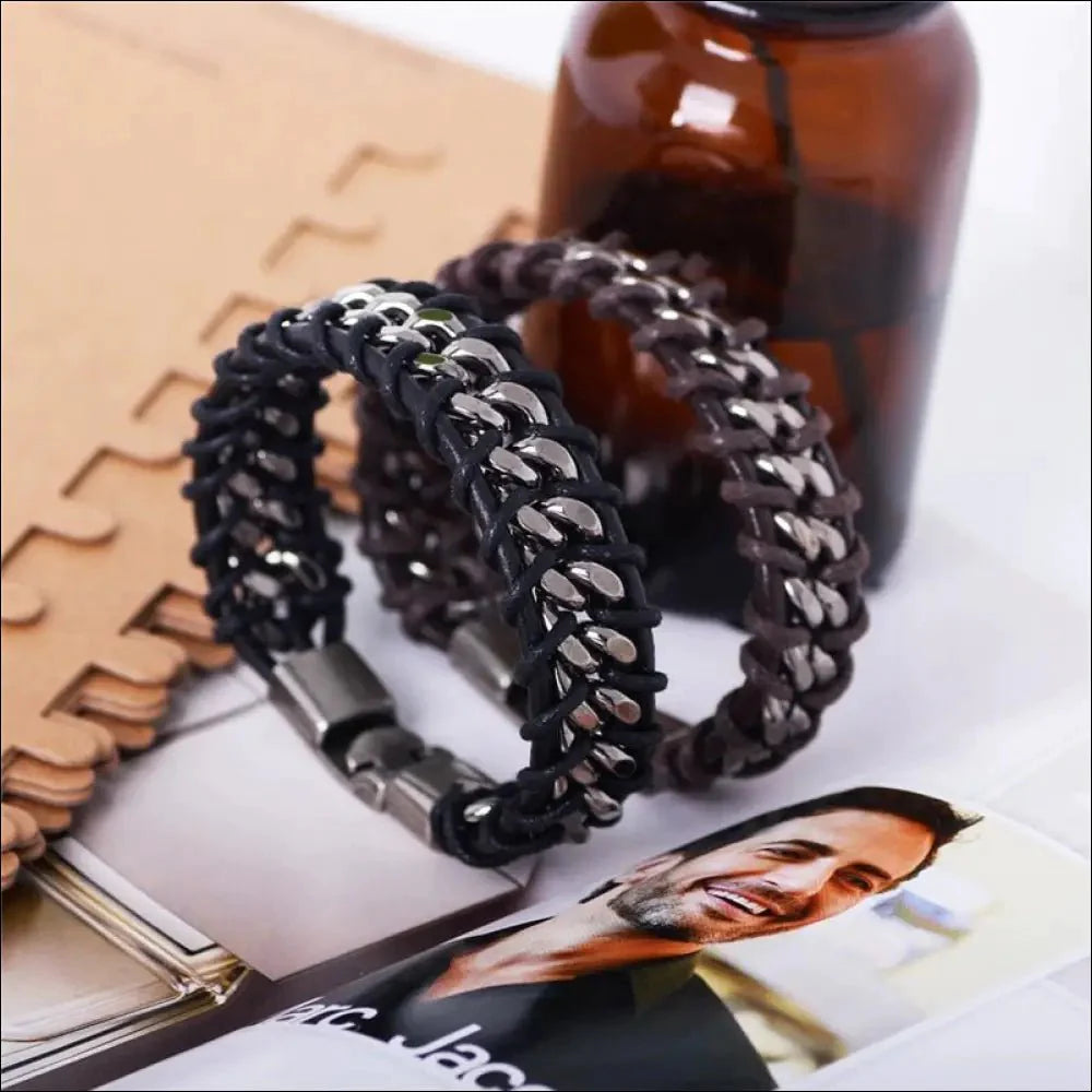 Denby Knitted Leather & Stainless Steel Bracelet - BERML BY DESIGN JEWELRY FOR MEN