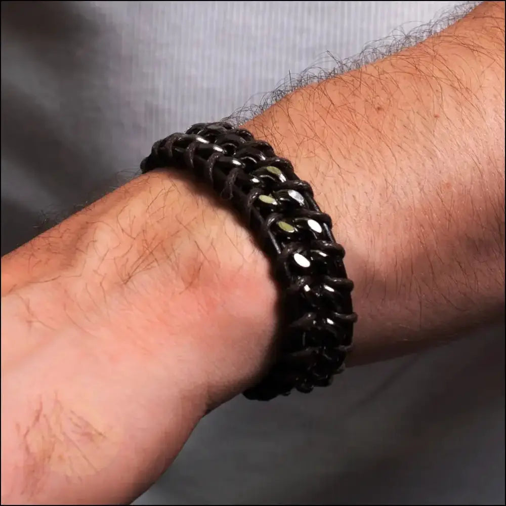 Demetrio Knitted Leather & Stainless Steel Bracelet - BERML BY DESIGN JEWELRY FOR MEN