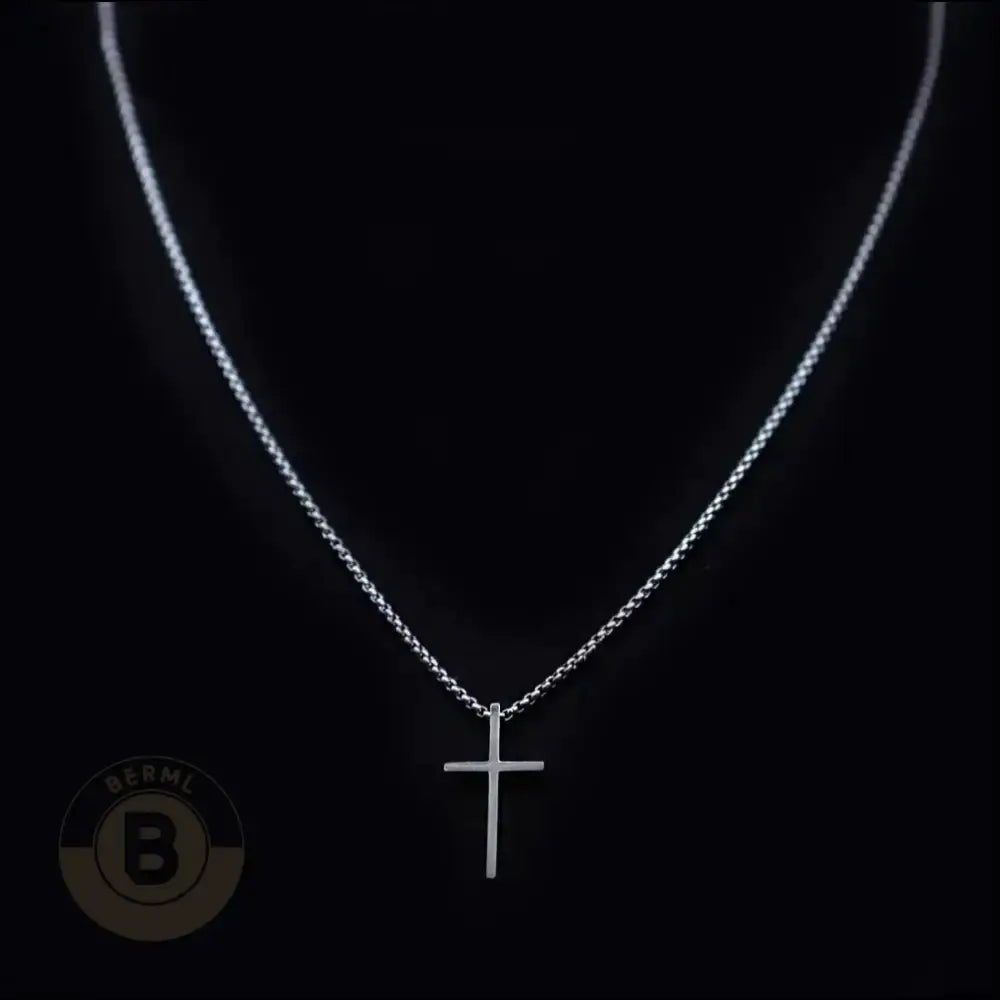 Desiderio Simple Crucifix Pendant with Box Chain - BERML BY DESIGN JEWELRY FOR MEN