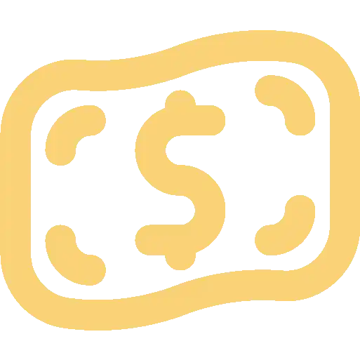 Dollar sign symbol in a rounded rectangular border with a yellow color scheme.