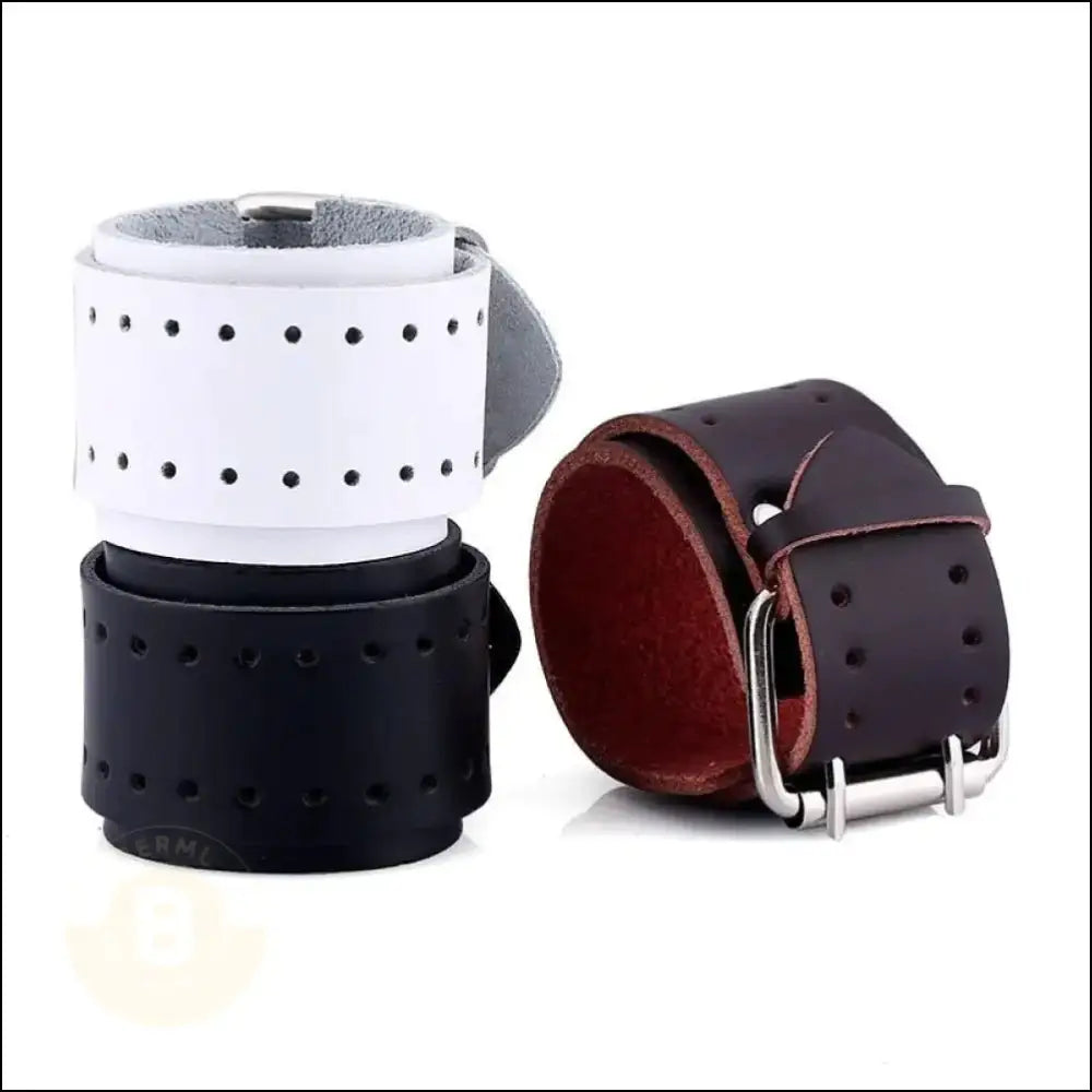 Eberto Buckled Leather Cuff (Wide) - BERML BY DESIGN JEWELRY FOR MEN