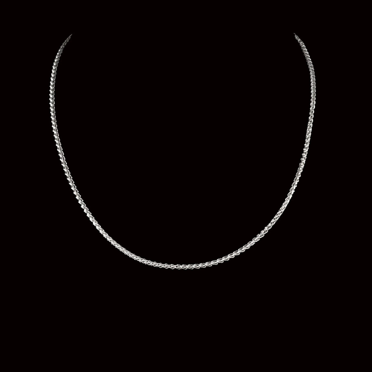 Delicate silver chain necklace with a simple, elegant design.