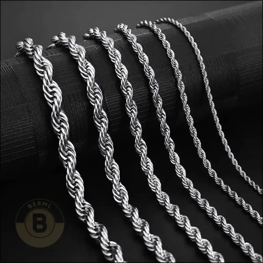 Incencio Stainless Steel Rope Chain Necklace - BERML BY DESIGN JEWELRY FOR MEN