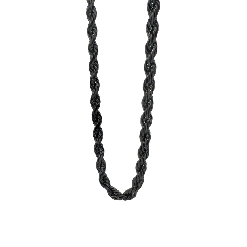 Black twisted rope chain necklace.