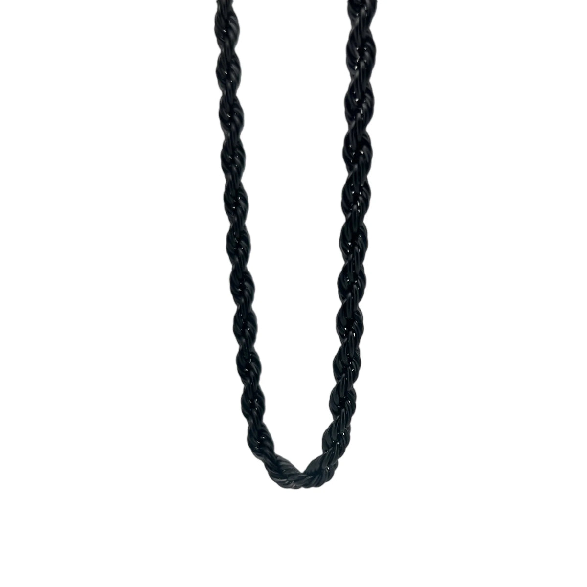 Black twisted rope chain necklace.