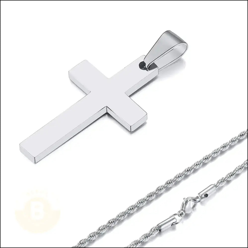 Isareal Stainless Steel Rope Chain with Crucifix Pendant - BERML BY DESIGN JEWELRY FOR MEN