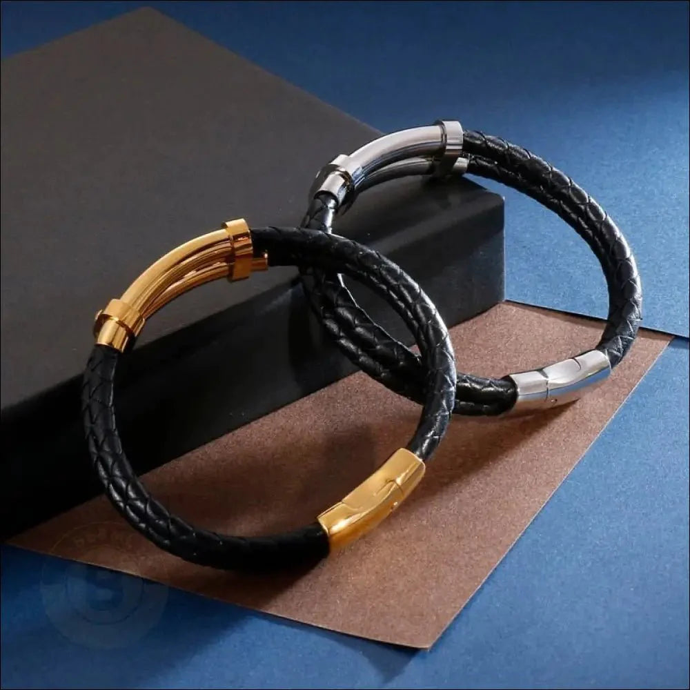 Bracelet en cuir double couche vintage Ishaan