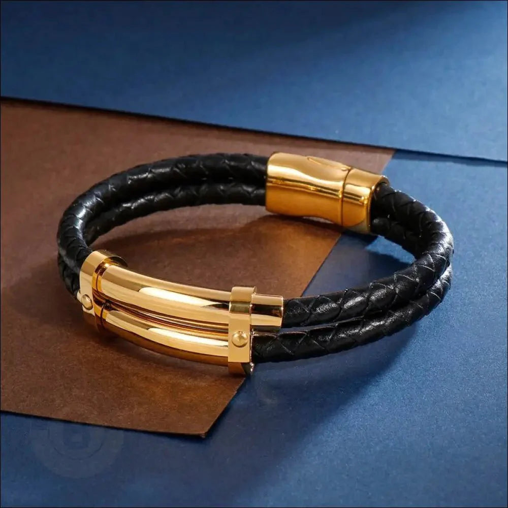 Ishaan Vintage Double-Layered Leather Bracelet