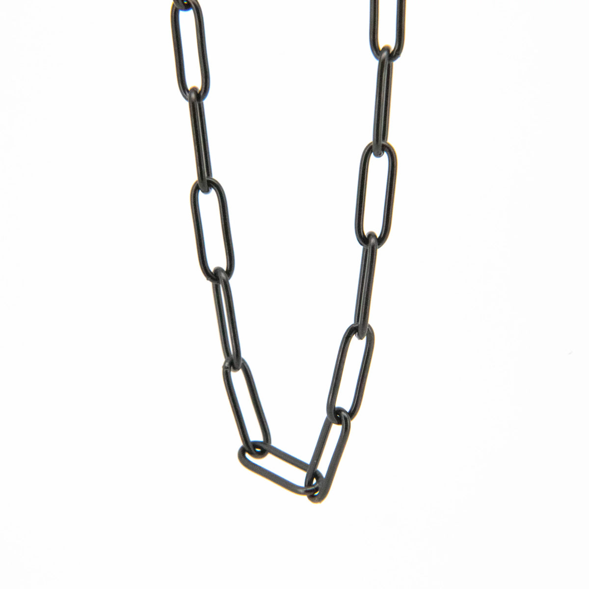 Metal chain with elongated oval links.