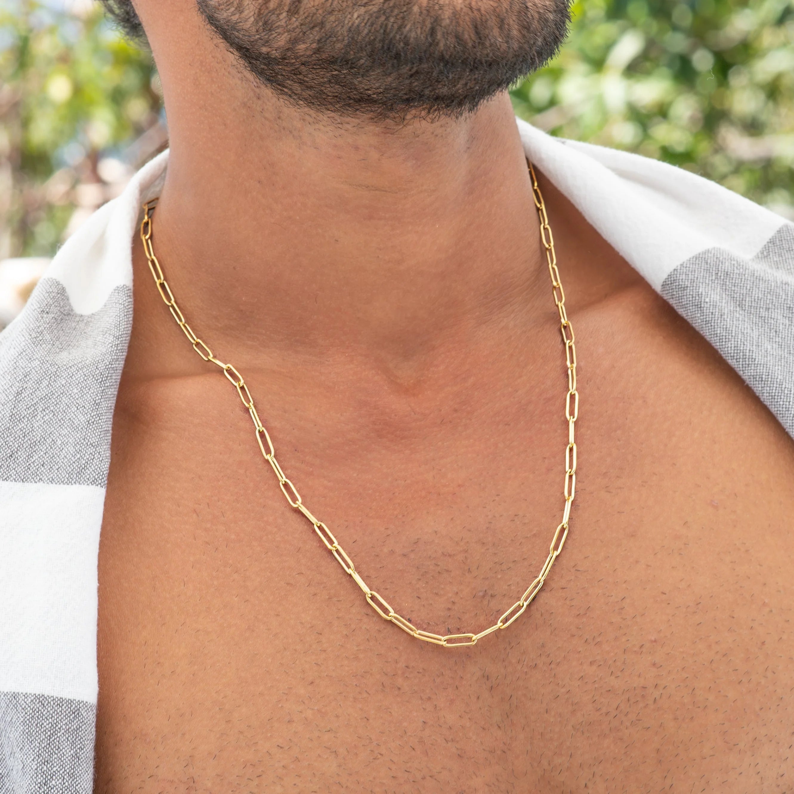 Men's 18k Chain Necklace Gold Men Italian Gold Men's Rope - Main Image