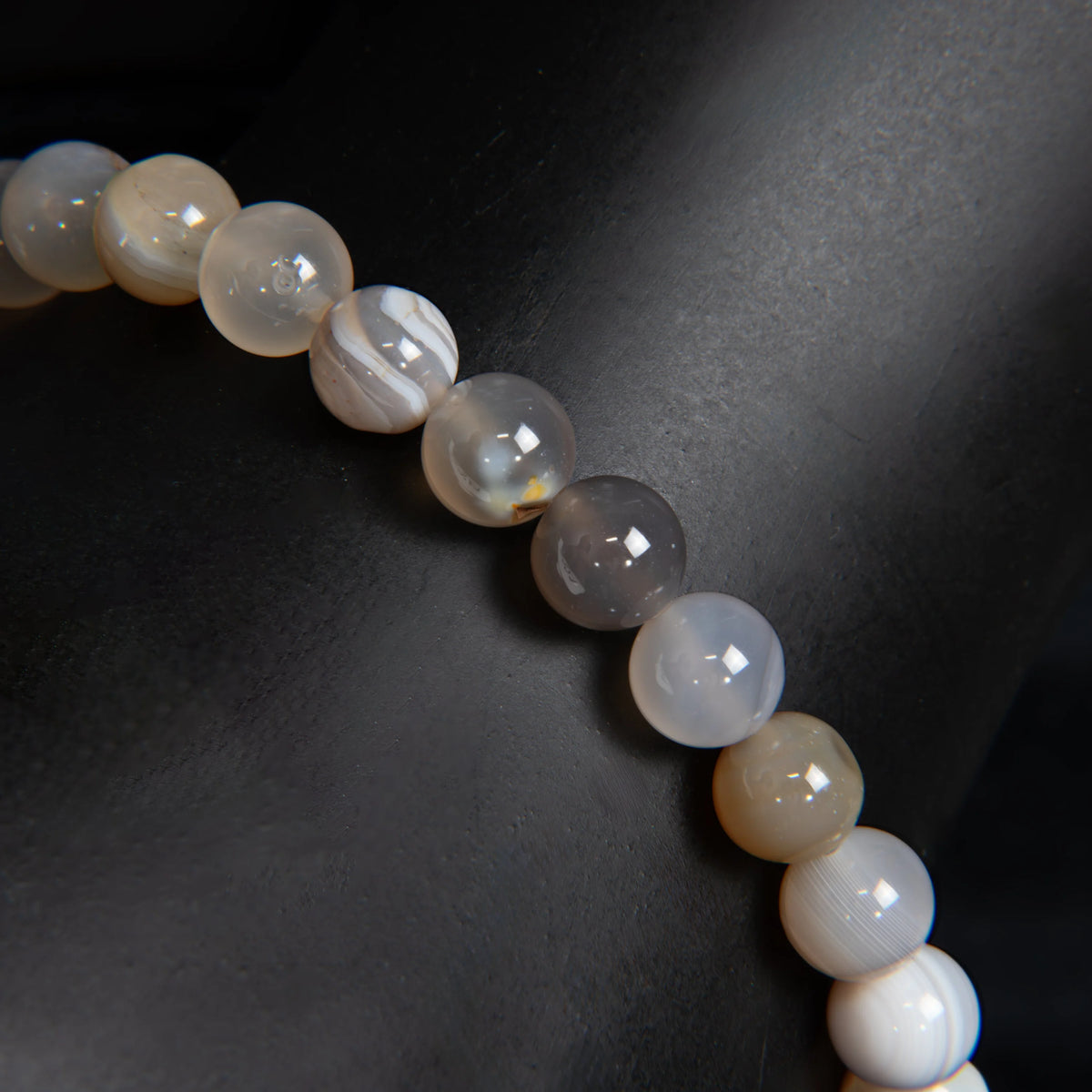 String of lustrous pearls with varying shades and subtle iridescence.