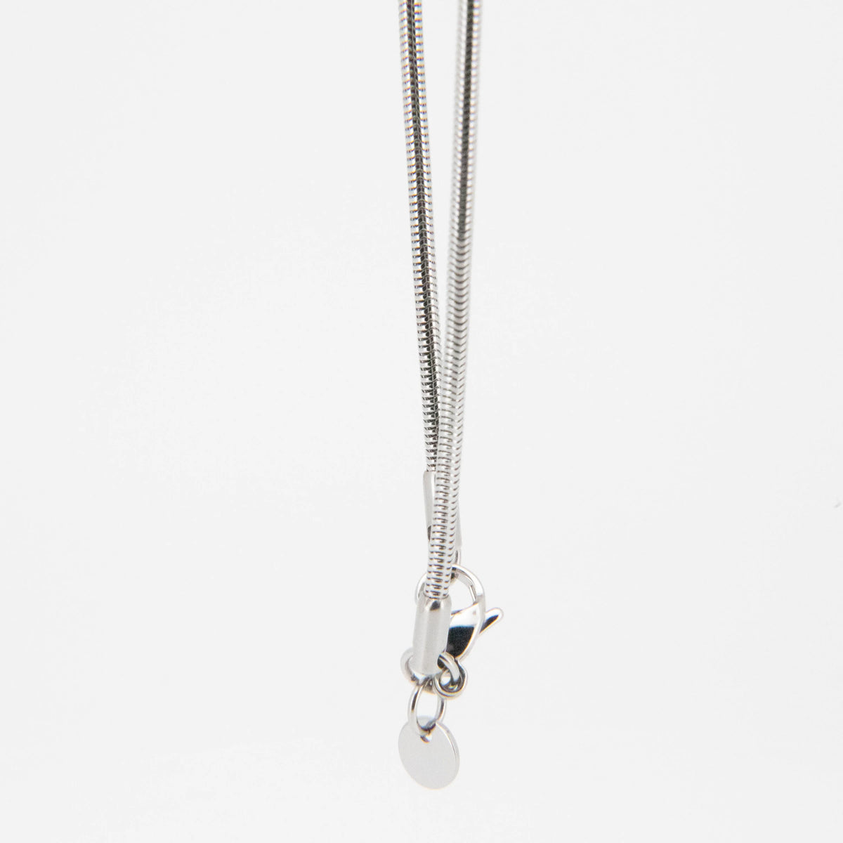 Silver chain necklace with a lobster clasp.