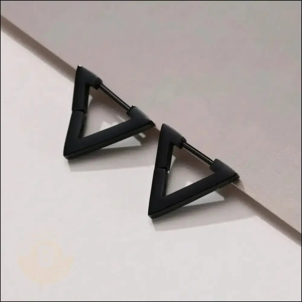 Latham Stainless Steel Triangular Earring - Black - BERML BY DESIGN JEWELRY FOR MEN