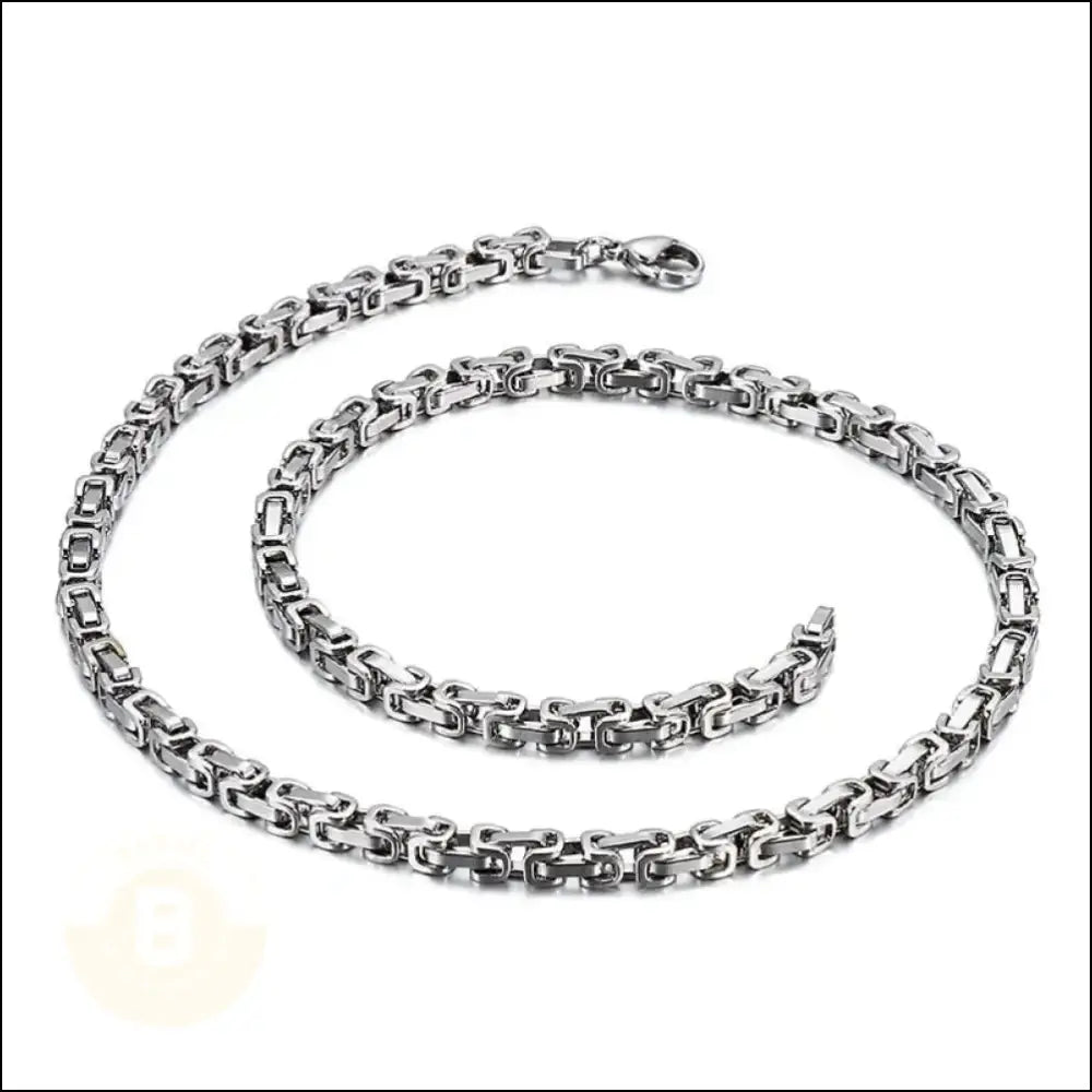 Maximiliano Stainless Steel Byzantine Chain Necklace - BERML BY DESIGN JEWELRY FOR MEN