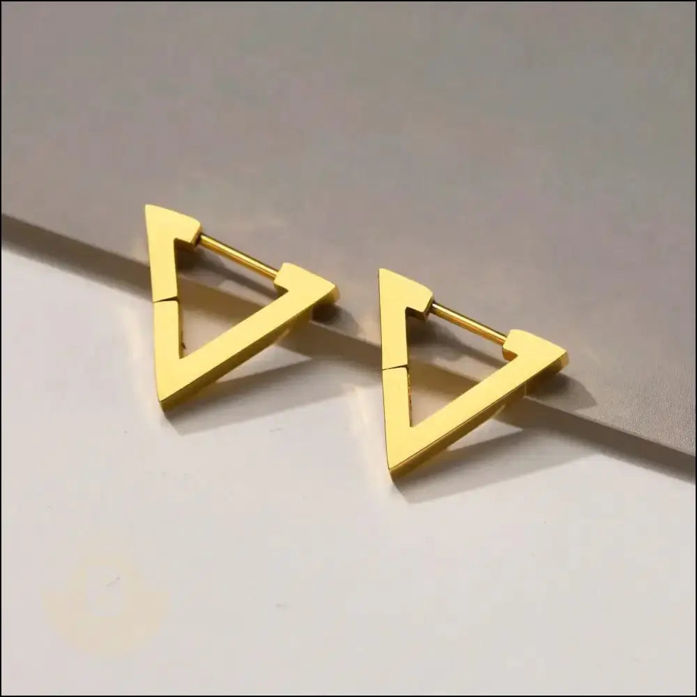 Melton Stainless Steel Triangular Earring - Golden - BERML BY DESIGN JEWELRY FOR MEN