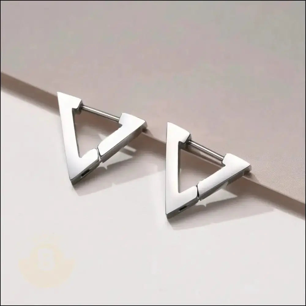 Nanne Stainless Steel Triangular Earring - Silver - BERML BY DESIGN JEWELRY FOR MEN
