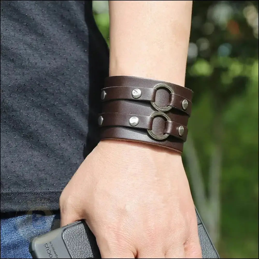 Navarro Double Leather Bracelet (Wide) - BERML BY DESIGN JEWELRY FOR MEN