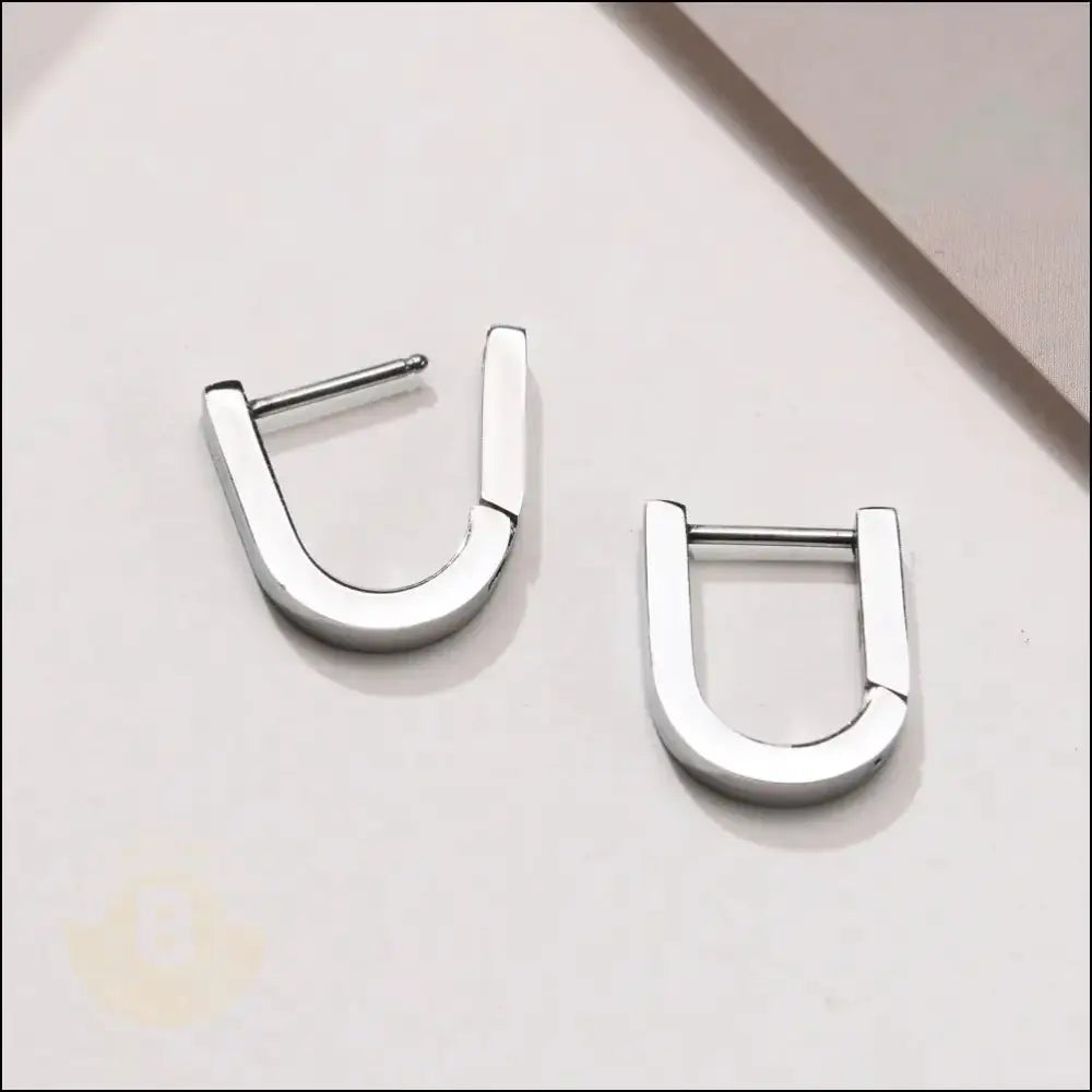 Oswy Stainless Steel U-Link Earring - Silver - BERML BY DESIGN JEWELRY FOR MEN