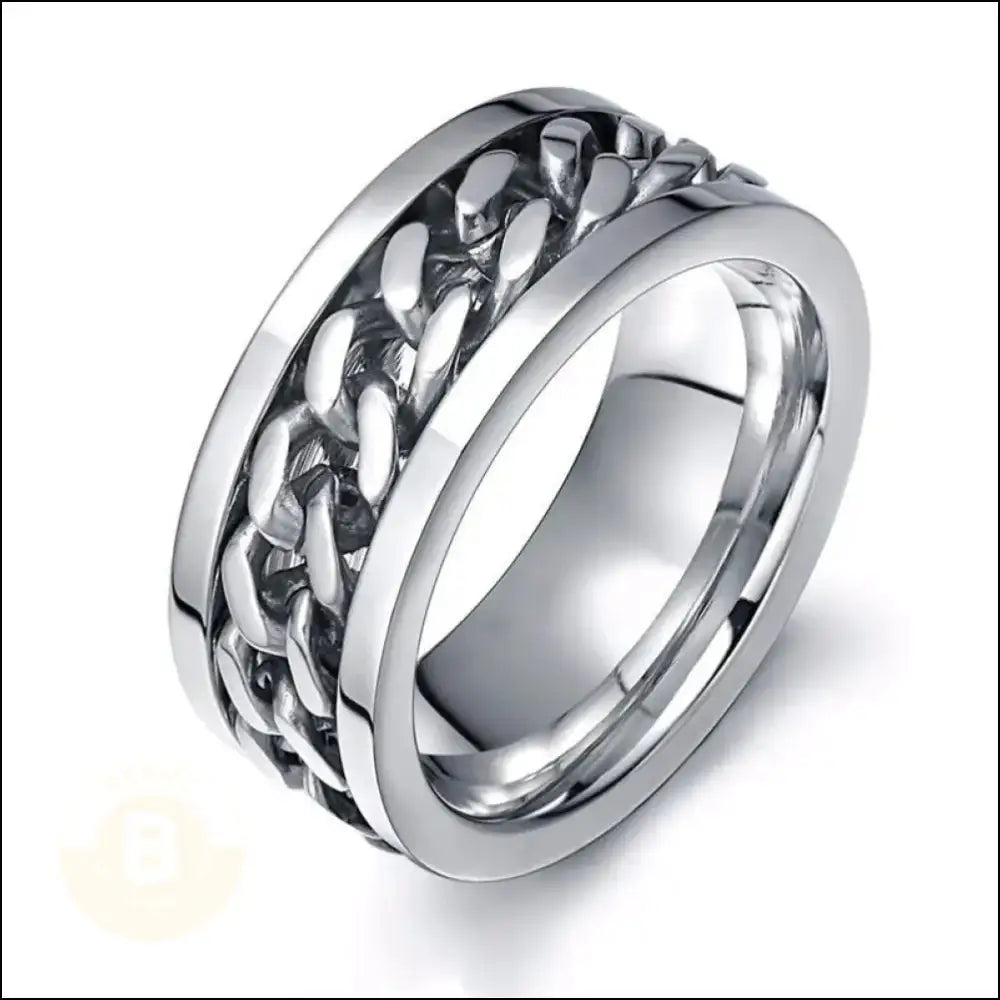 Quique Cuban Chain Stainless Steel Spinner Ring, 8mm Wide - BERML BY DESIGN JEWELRY FOR MEN