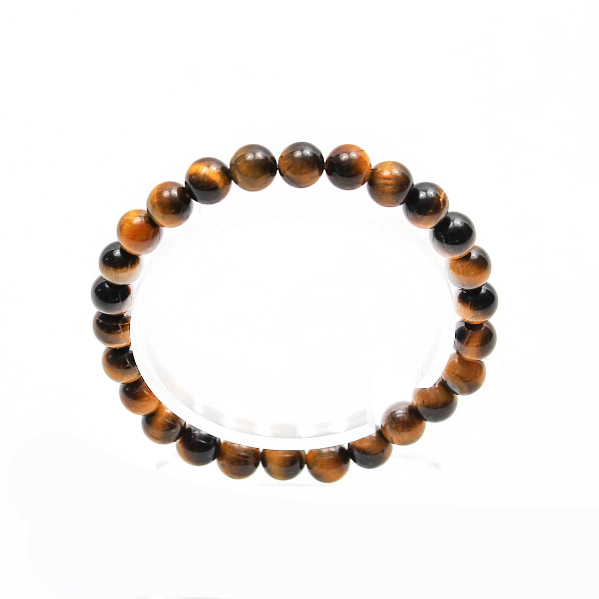 Bracelet made of round tiger’s eye gemstone beads.