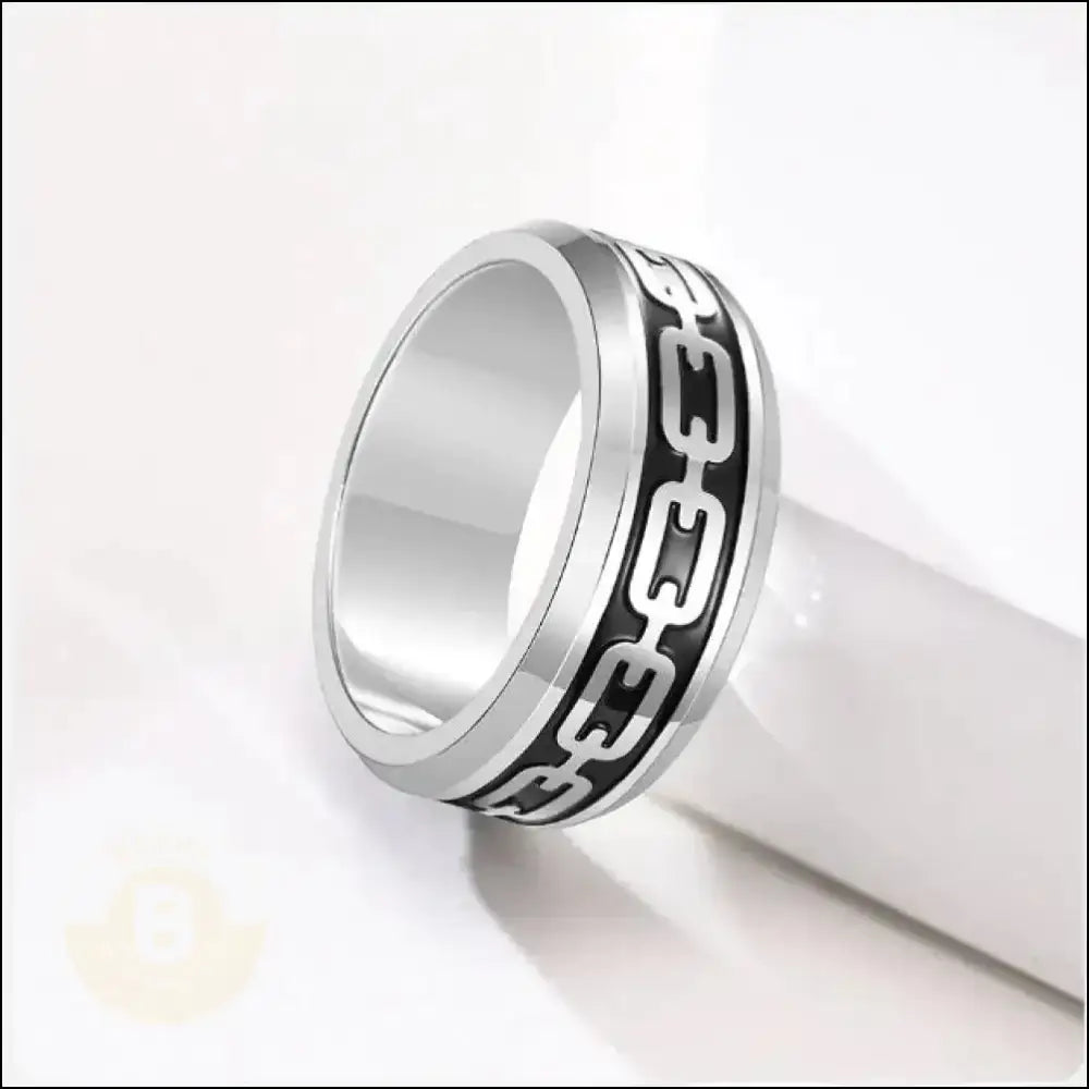 Ulrik Chain Pattern Stainless Steel Ring (8mm Wide) - BERML BY DESIGN JEWELRY FOR MEN