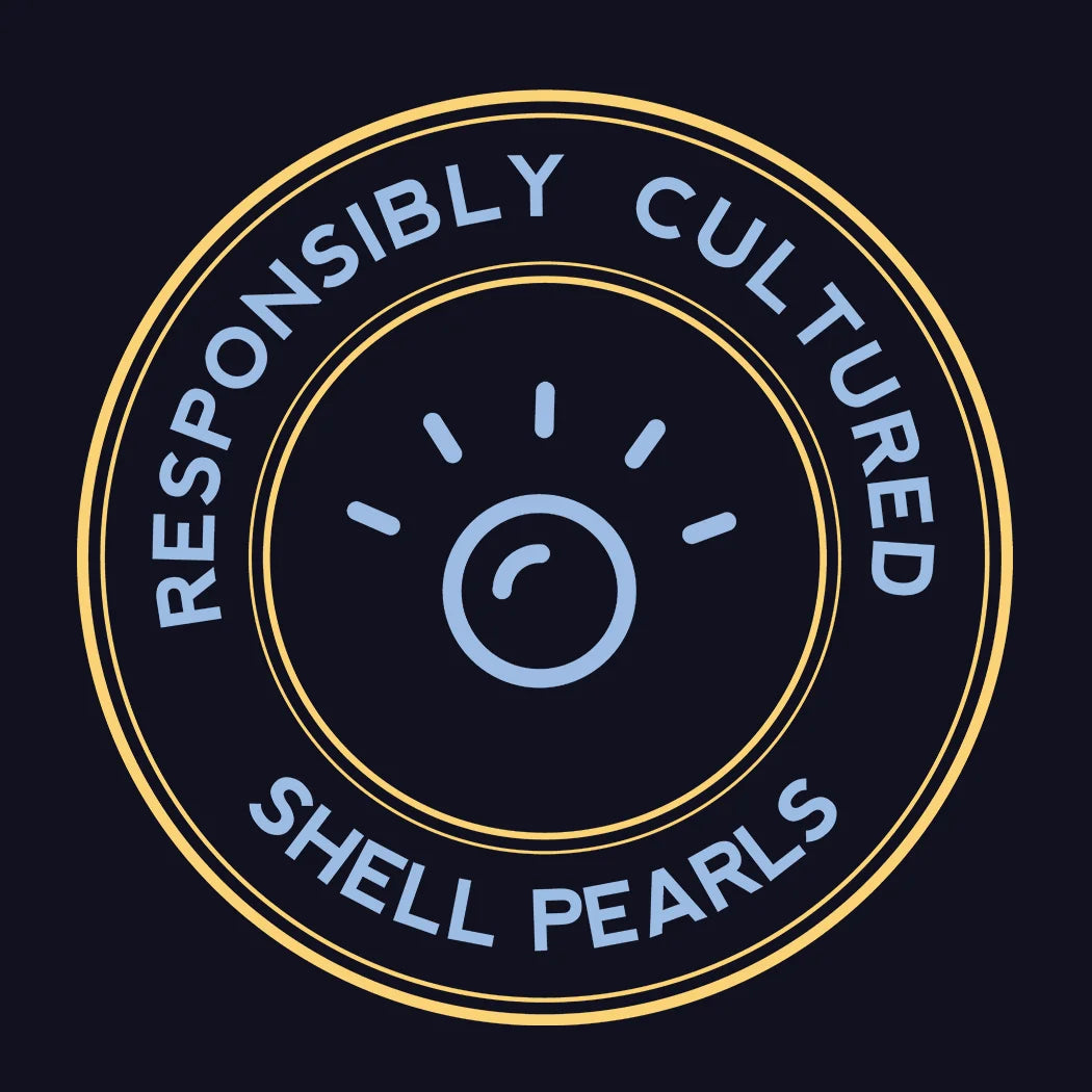 Circular responsibly cultured shell pearls emblem.