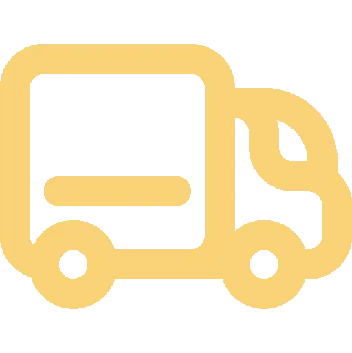 Yellow delivery truck icon in a simple, minimalist design.