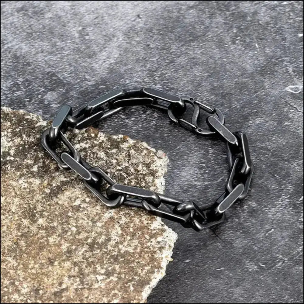 Alvaro Oxidized Black Chain Link Bracelet, 7mm Wide - BERML BY DESIGN JEWELRY FOR MEN
