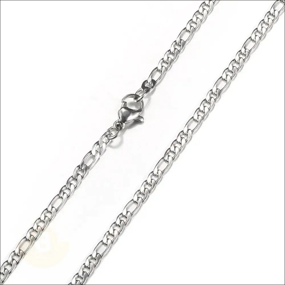 Bellamy Stainless Steel Figaro Chain Necklace - BERML BY DESIGN JEWELRY FOR MEN