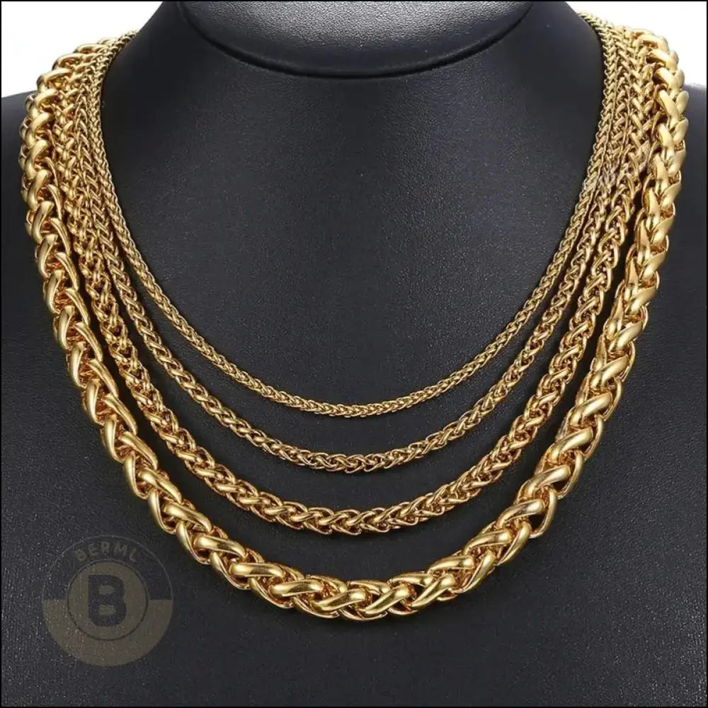 Enesenico Stainless Steel Wheat Chain Necklace - BERML BY DESIGN JEWELRY FOR MEN