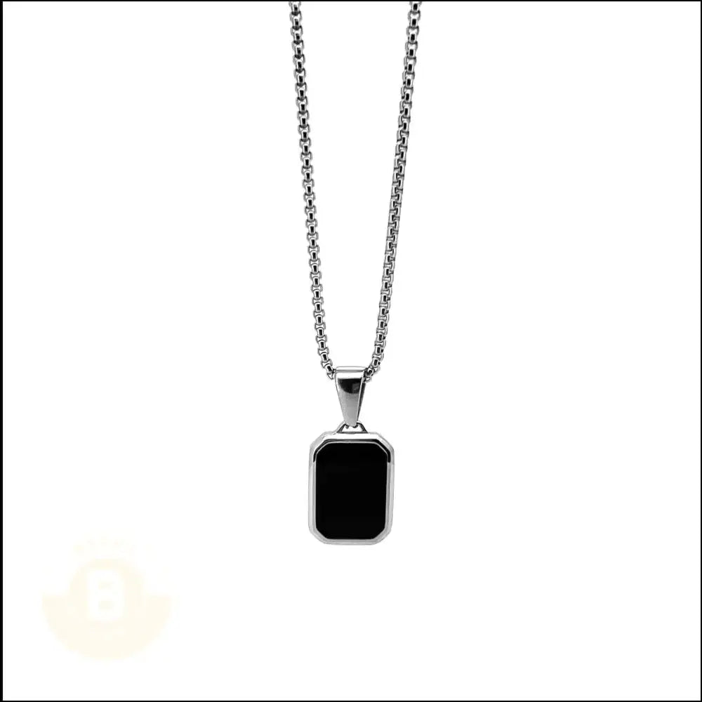 Frascuelo Stainless Steel Chain with Geometric Black Enamel Pendant - BERML BY DESIGN JEWELRY FOR MEN