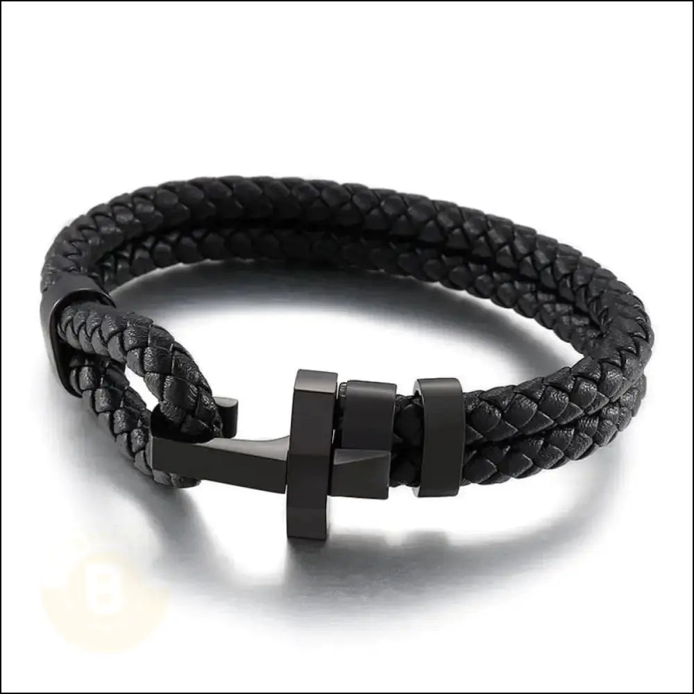 Ignocio Stainless Steel & Braided Cowhide Rope Bracelet - BERML BY DESIGN JEWELRY FOR MEN