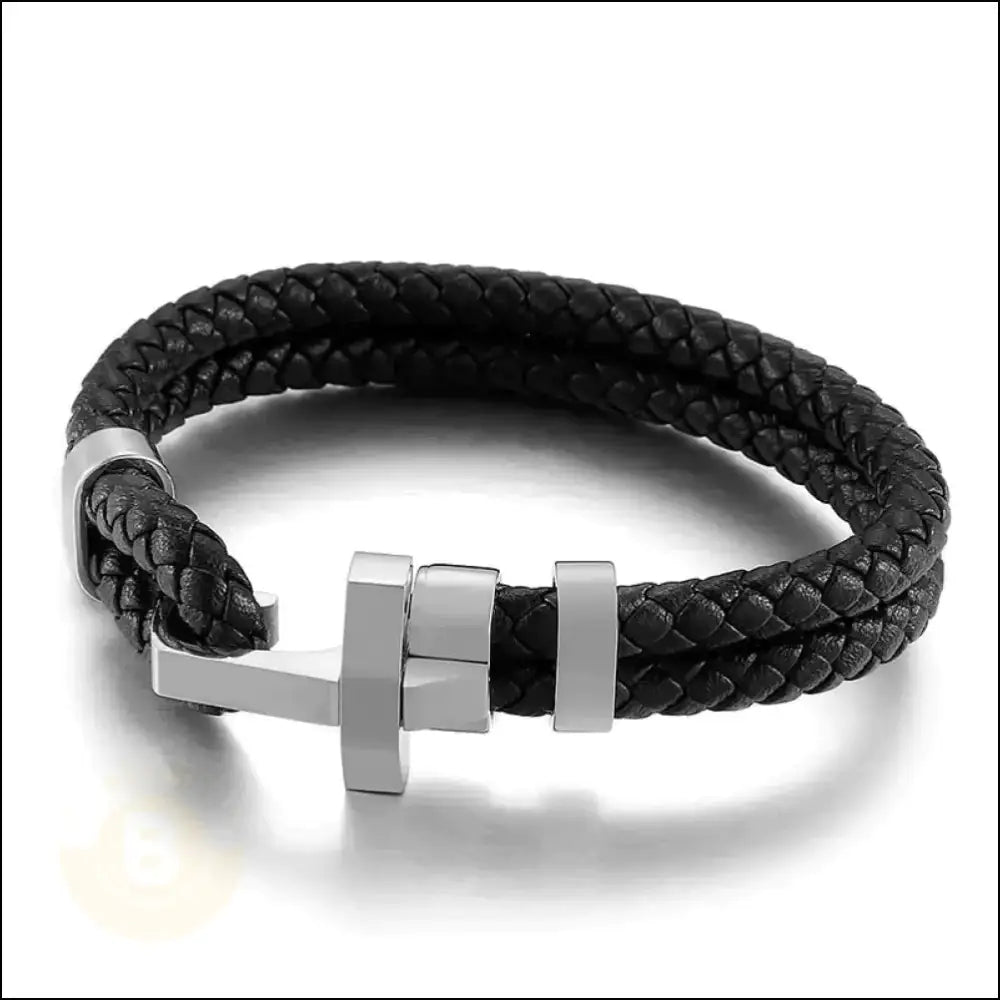 Imran Stainless Steel & Braided Cowhide Rope Bracelet - BERML BY DESIGN JEWELRY FOR MEN